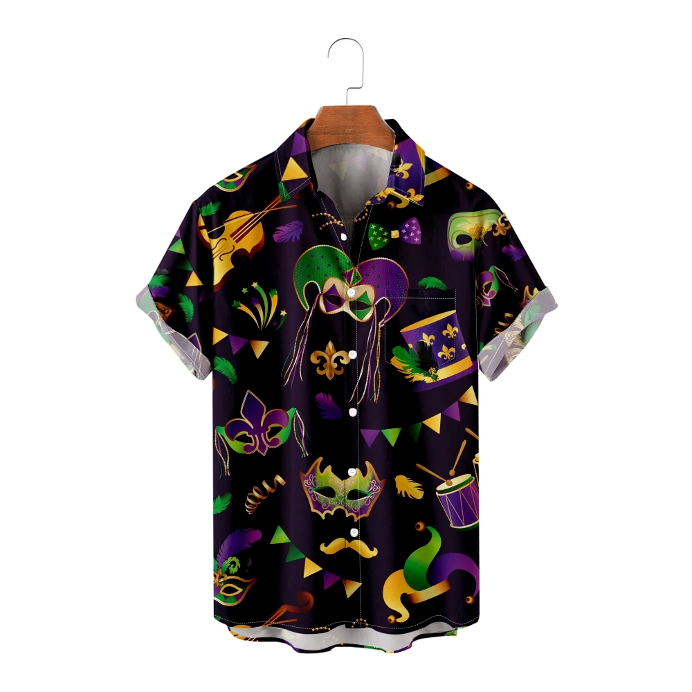 

Circus Elements Design Shirts for Men Creative Short Sleeve Summer Beach Vacation Shirt Breathable