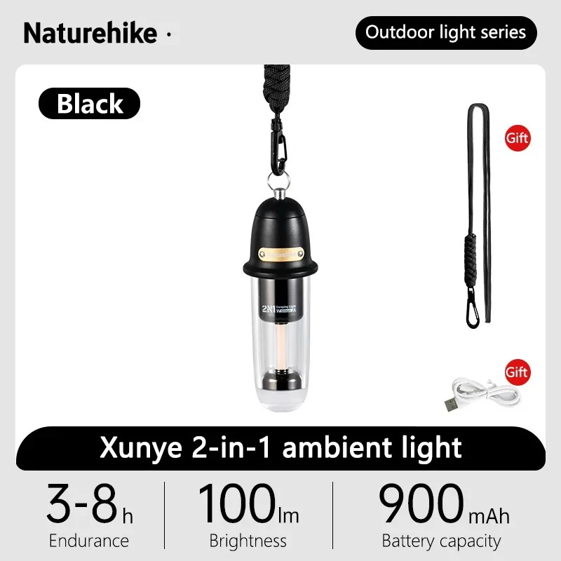 Naturehike Draagbare lamp 2 in 1 Campingverlichting Opladen Sfeer Nachtlampje Camping IPX4 Waterdichte ultralichte zaklamp