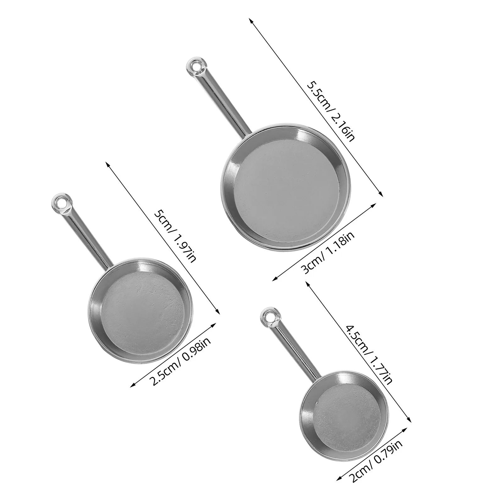 Juego de Mini sartenes de aleación de Metal realista para casa de muñecas, suministros de cocina, juego de simulación, accesorios de cocina, juego de simulación, 3 uds.