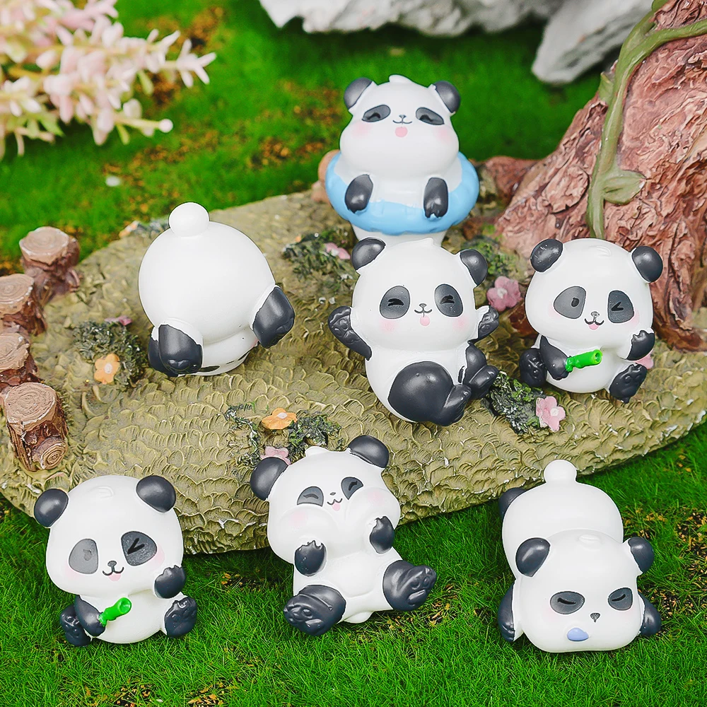 1/20Pcs Micro Landscape Creative Cute Panda Doll Garden Landscape DIY Decoration Accessories Home Office Desktop Small Ornaments