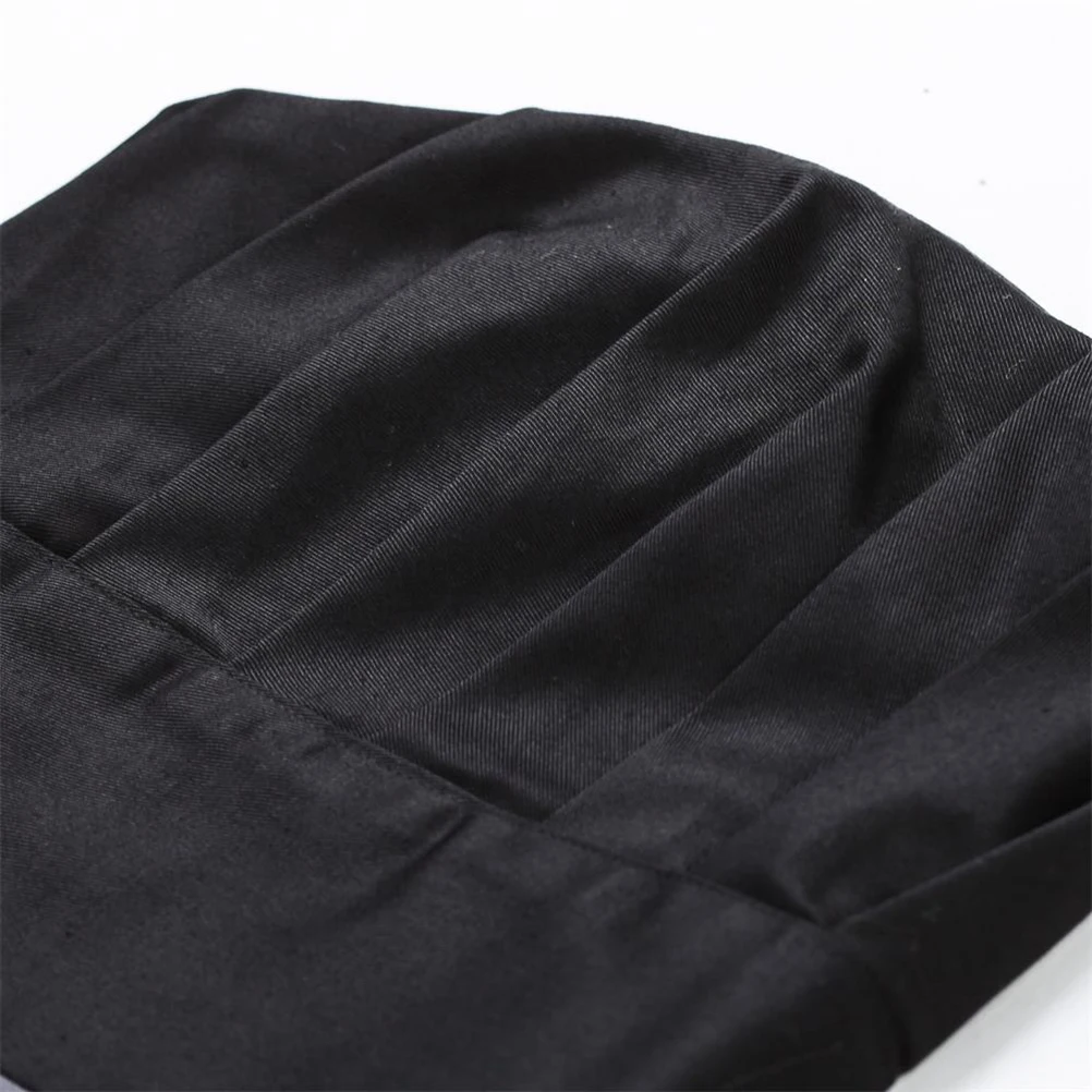 

Mushroom Style Chef Hat Pure Black Unisex Kitchen Restaurant Cap Cook Breathable Cotton Adjustable Elastic Comfortable Headwear