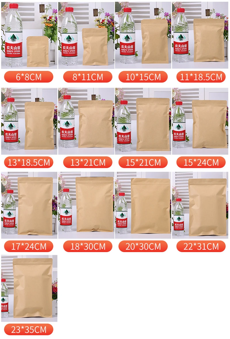 Kraftpapier mit flachem Boden, Aluminiumfolie im Inneren, Reißverschluss, Heißsiegel-Verpackungsbeutel, Lebensmittel, Kaffeebohnen, Snacks, Geschenkverpackungsbeutel – Detail 4