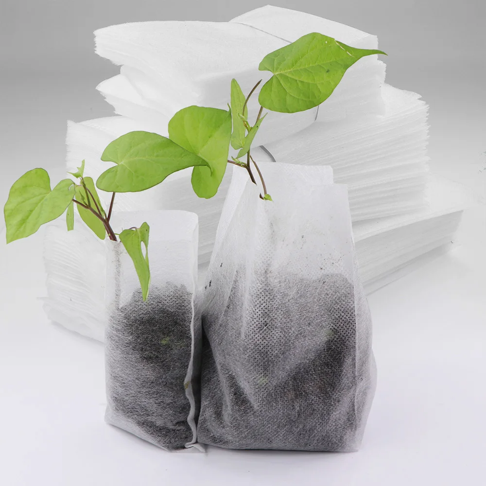 50/100pcs Garden Plant Grow Bags Biodegradable Non-Woven Nursery Bag Fabric Seedling Pouch for Flower Vegetable Tree Container