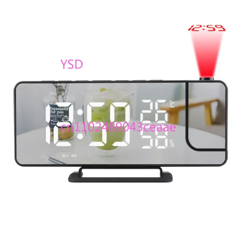 New radio projection alarm clock LED large screen digital display temperature and humidity clock desktop electronic desk clock