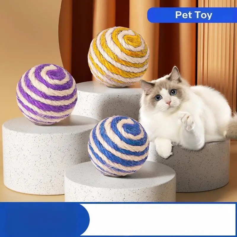 

The ZH Stoer 6pcs sisal ball pet toy, cat sports play ball, durable pet toy, cat teeth grinding tool for relieving boredom