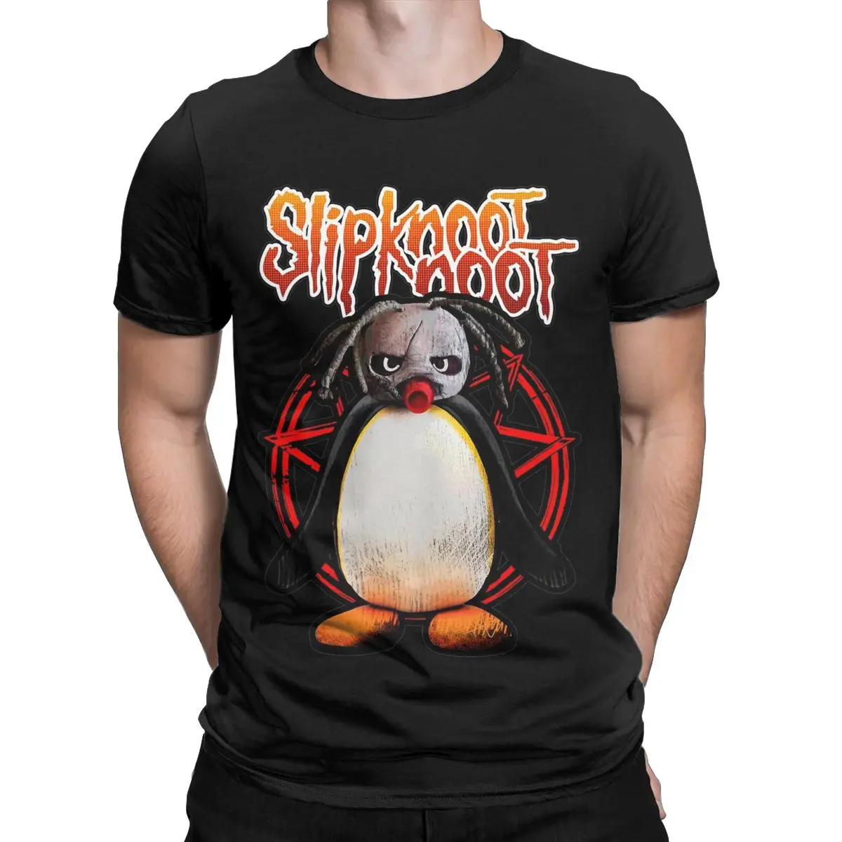 Slipknoot Noot Pingu Men\'s T Shirt Novelty Tees Short Sleeve Round Collar T-Shirt Cotton Plus Size Clothing