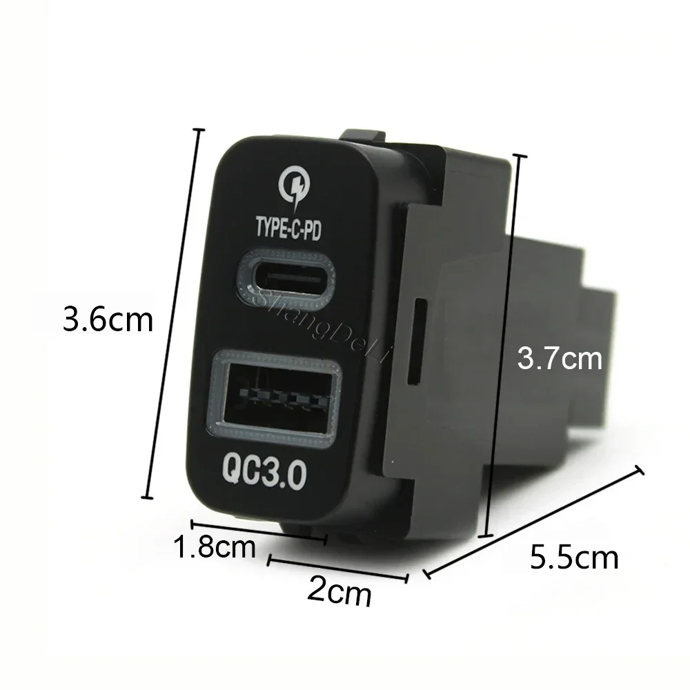 Car USB Charger PD Quick Charge USB Phone Charging Adapter Outlet For Mitsubishi Outlander Lancer Pajero Sport ASX V73 V93 V97