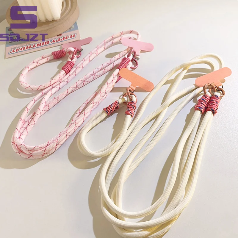 Stylish Nylon Phone Lanyard Universal Phone Accessories Keychain Phone Wrist Straps Candy Colors Simple Phone Case Strap Card