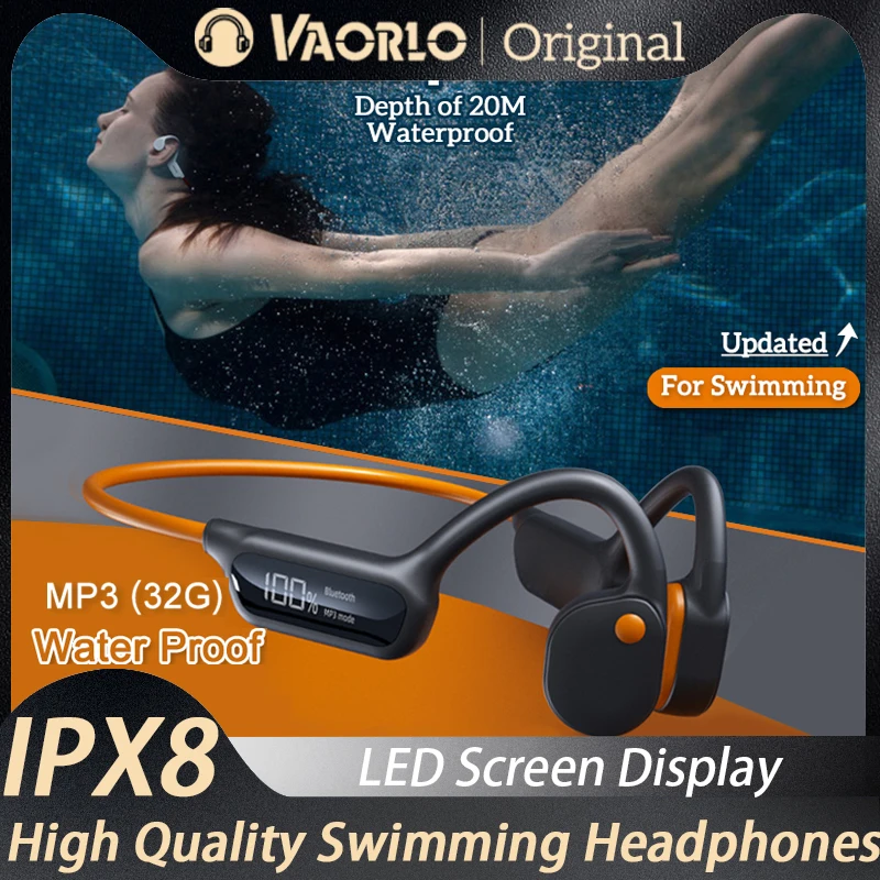 

Real Bone Conduction Headphones Swimming IPX8 Waterproof 32GB MP3 Player Wireless Bluetooth 5.2 Earphones for Sport HiFi Headset