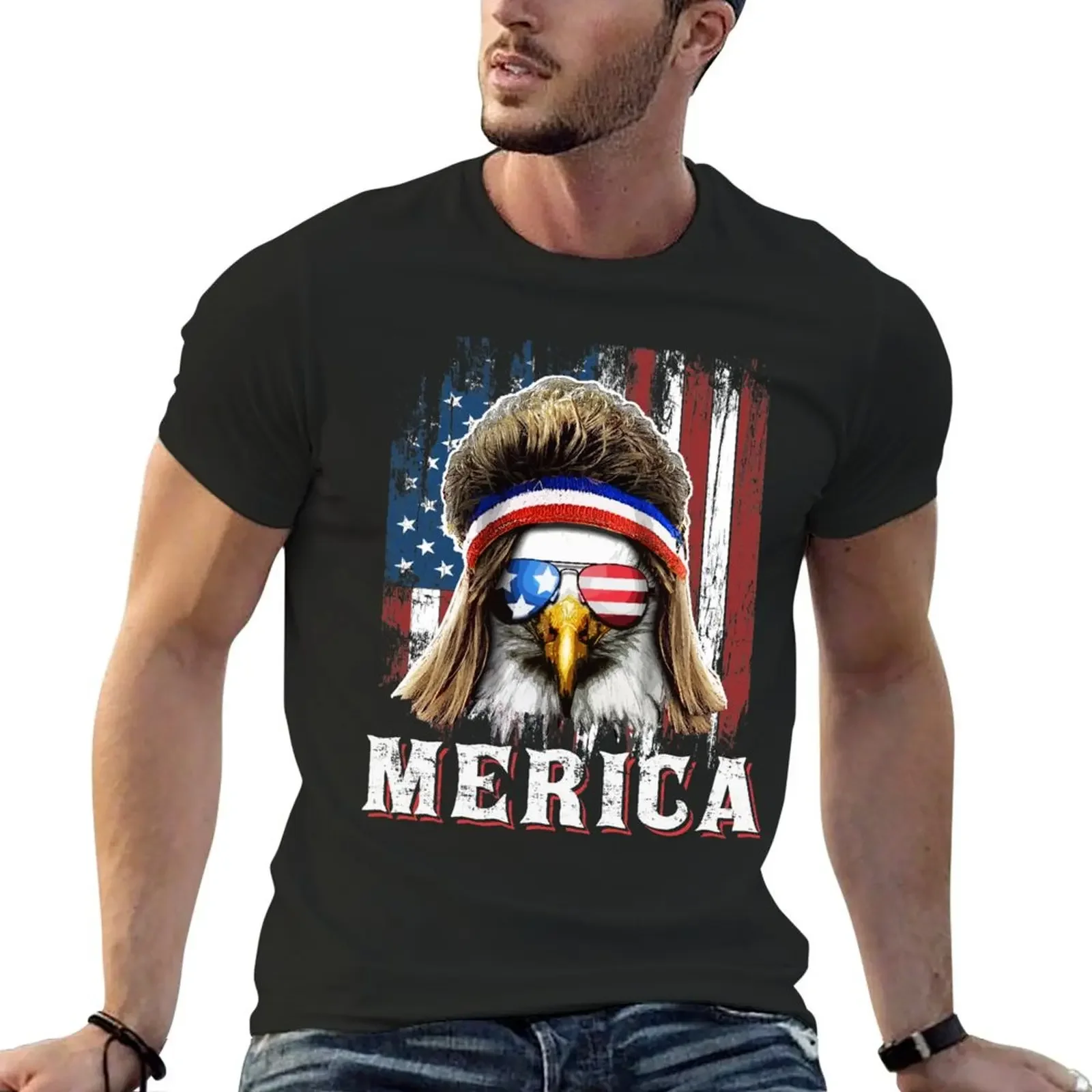 Patriotic Merica Eagle Mullet 4th of July T-Shirt Aesthetic clothing vintage anime shirt oversized mens funny t shirts