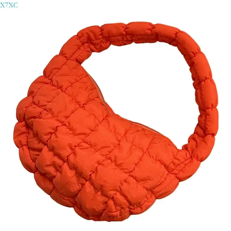 

X7XC Womens Cloud Bag Stylish Shoulder Bag Commuting Bag Pleated Underarm Bag Korean Styles Armpit Bag Quilted Handbags