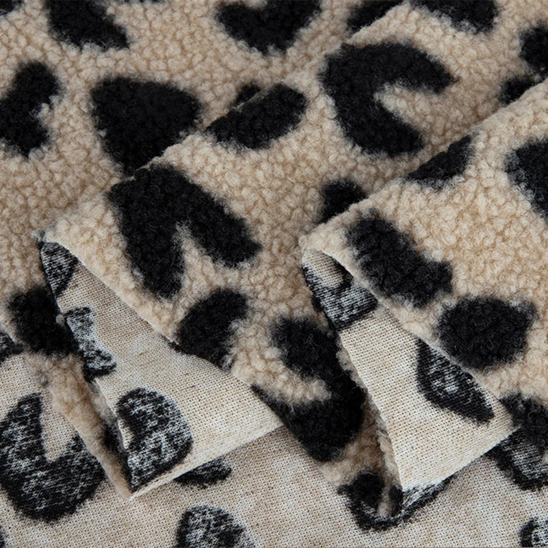 Leopard Houndstooth Polka Dot Printed Lamb Wool Fabric Zagęszczona koralowa aksamitna pluszowa lalka o pół metra