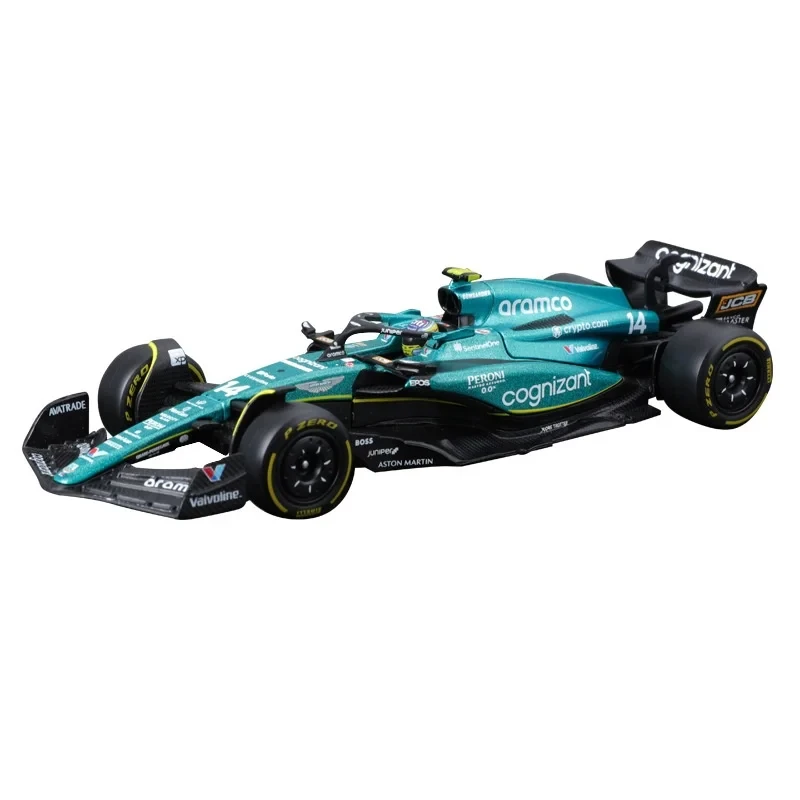 2024 Neues Bburago 1/43 Aston Martin Aramco F1 Team AMR23 2023 Automodell # 14 Alonso # 18-teilige Staubschutzhülle aus Legierung für die Automodelle aus Druckguss