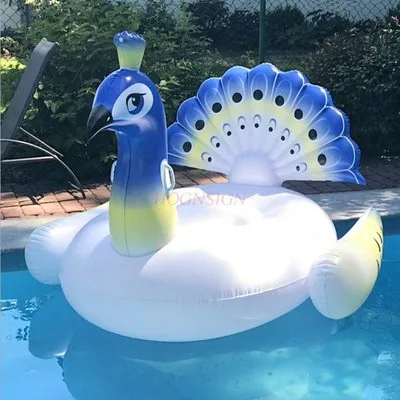 Medium size inflatable peacock floating row for men and women, taking photos of swimming pool lounge chairs, children, water