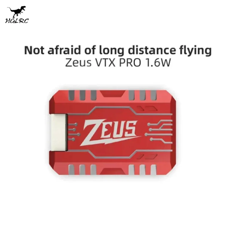 HGLRC Zeus VTX PRO 1.6W 5.8G Transmission d'image 40CH avec Microphone PIT/25/400/800/1.6W réglable pour Drones de course RC FPV