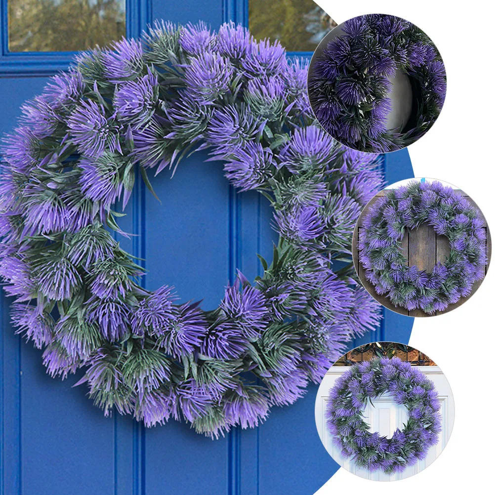 

Artificial Lavender Wreath Plastic Purple Fake Lavender Front Door Hanging Decor Spring Festival Party Wedding Home Decoration