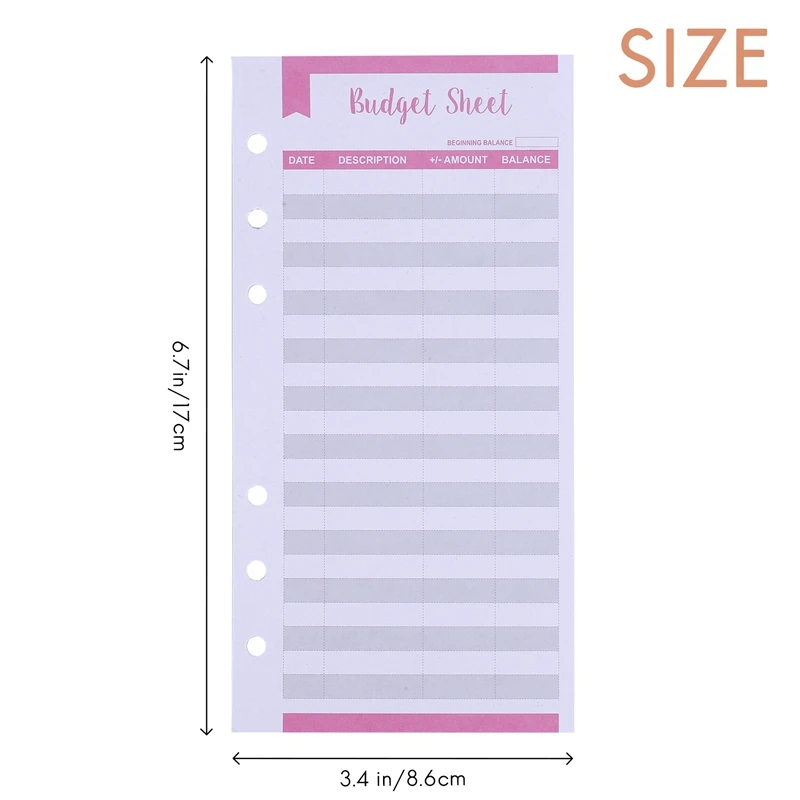 Expense Tracker Budget Sheets With Hole 24Pcs Loose Leaf Cash Money Envelop For A6 Binder Wallet Pockets Planner