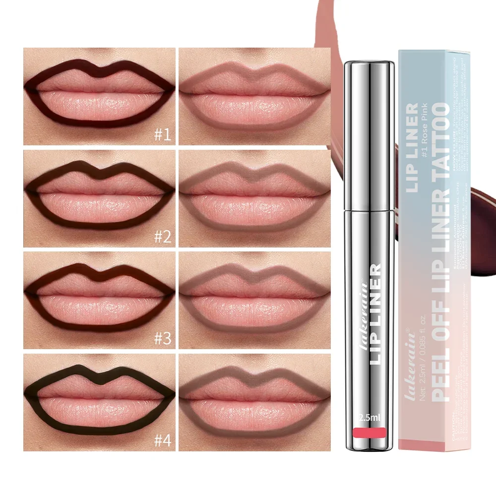 Lip Liner Peel Off Tattoo Lipgloss 4Colors Waterproof Long Lasting Matte Lip Tint Brown Contour Tear-off Lips Stain Cosmetic