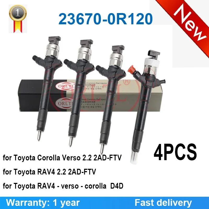 

NEW FOR Toyota 23670-0R120 23670 0R120 236700R120 RAV4 2.2 2AD-FTV 4PCS ORLTL Diesel Fuel Injector