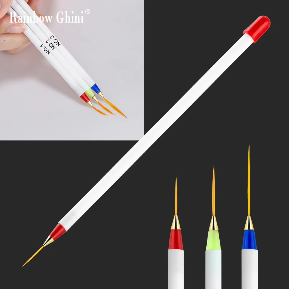 RG – ensemble de stylos à dessin tricolores, thérapie à la lumière de base, contour professionnel, pinceau de peinture Ultra-fin, outil de dessin pour Nail Art, Salon