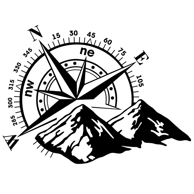 

Variou Sizes Vinyl Decal The Mountains. Compass. Wind Rose Car Sticker Waterproof Auto Decors