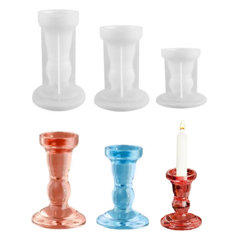 DIY Crystal Epoxy Resin Mold Roman Stereo Striped Pillar Candle Holder Silicone Mould