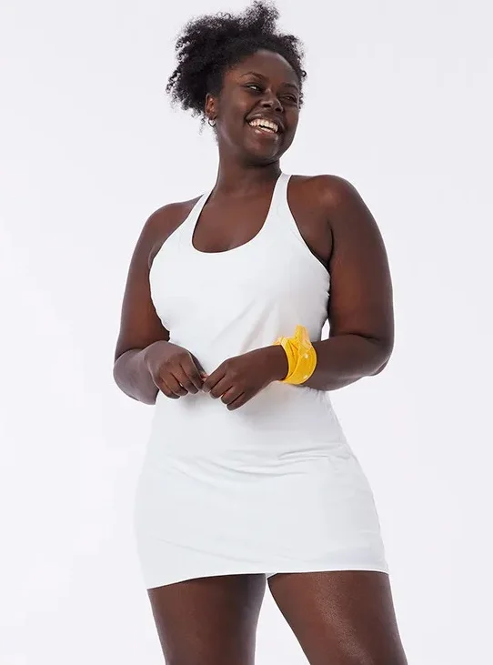 Tennis Dress with Shorts Underneath Workout Dress with Adjustable Straps & Built in Bra Athletic Golf Dress with Pockets