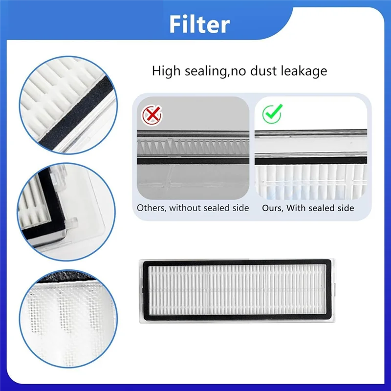 Keol-para xiaomi x10 plus + acessórios aspirador de pó escova lateral principal filtro hepa mop almofadas sacos pó acessórios peças