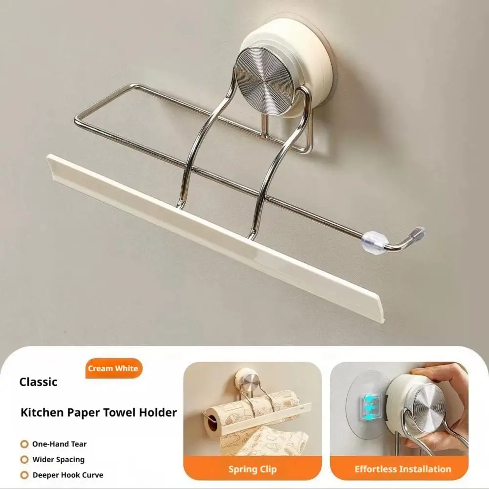 No Punching Bathroom Storage Rack With Strong Suction Cup Wall Mounted Bathroom Kitchen Tissue Holder For Multi Scene Storage