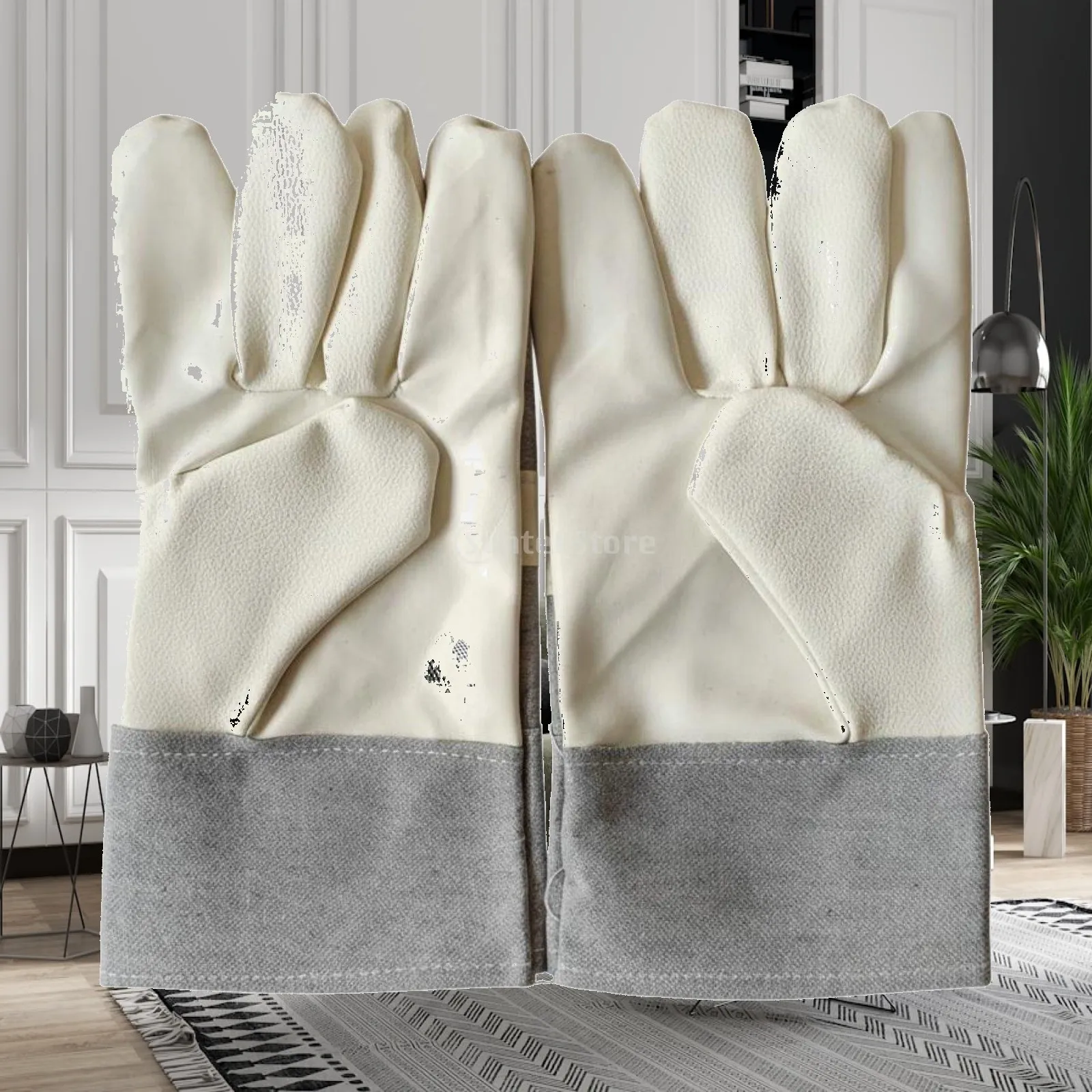 Heavy Duty Faux Leather Welding Gloves Canvas Work Gloves for Sparks Heat Protection Workshop Construction Industrial Use