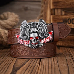 A men's and women's casual retro belt Western style! PU leather belt with metal buckle, suitable for daily work wear