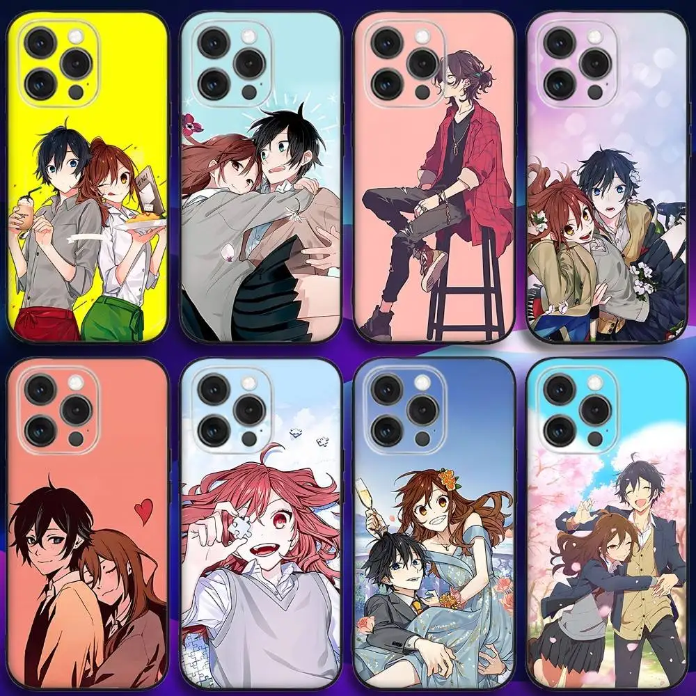 حافظة هاتف أنيمي H-Horimiya لهاتف آيفون 17,16,15,14,13,12,11,Pro,Max,Plus,X,XS,SE4,E,Mini,Soft Black Case