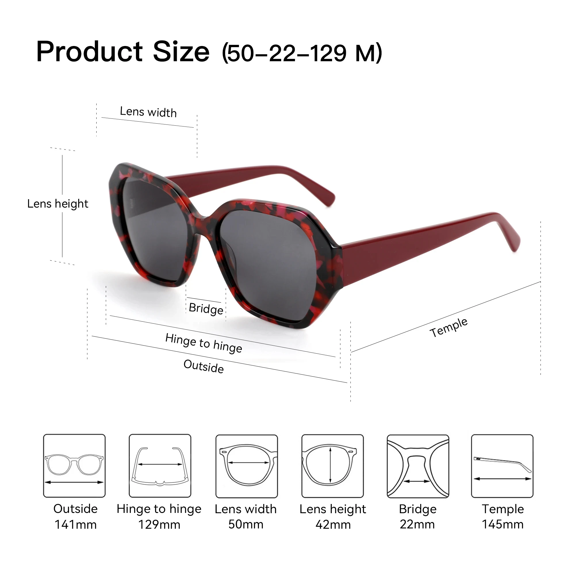 BLUEMOKY Fashion Acetate Sunglasses Hexagonal Polarized Sun Glasses For Women UV400 Protection Driving Shades