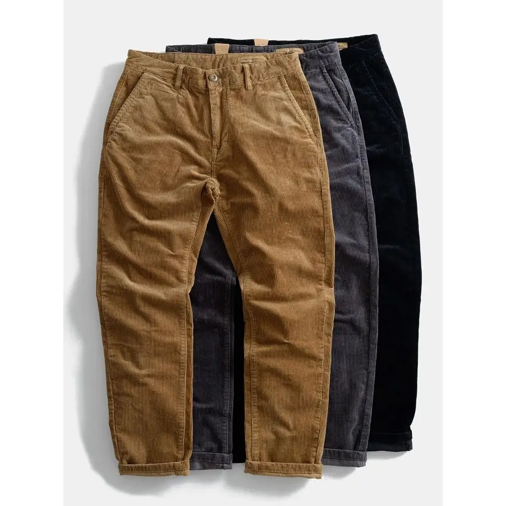 

Мужские брюки из вельвета в стиле ретро, прямого кроя, свободные, повседневные, слегка эластичные, рабочие, длинные