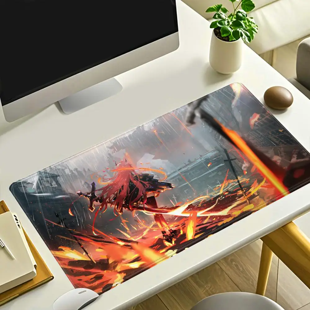 

HYBXAXC Game Arknights Surtr Mousepad Large Keyboard Desk Mat Gaming Mouse Pad LockEdge Non-slip Mat