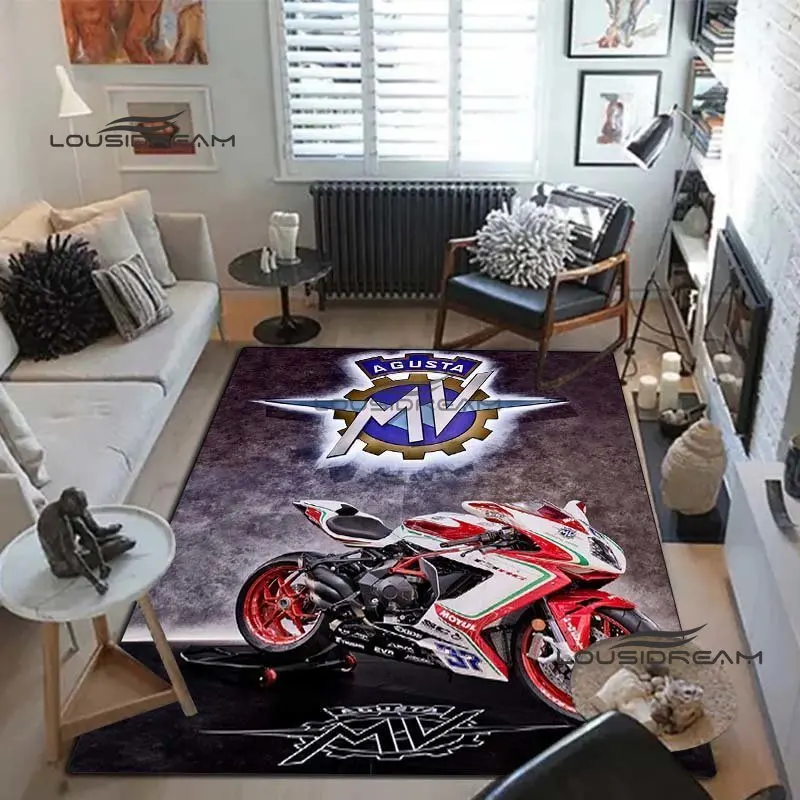 Fashion Motorcycle Carpet and Rug Agusta Printing Carpet Floor Mat Living Room Bedroom Decorate Large Area Soft Carpet Kids Room