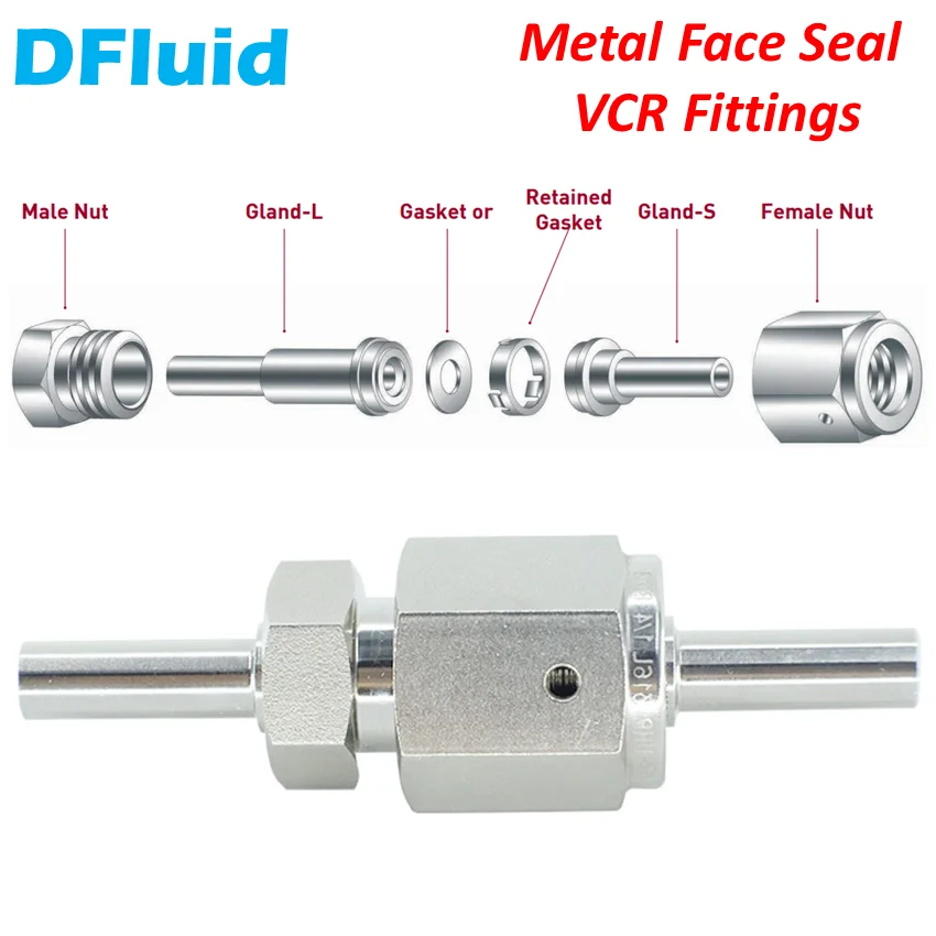 

SUS 316L EP VCR Fitting GLAND Male Female NUT GASKET 1/4 3/8 1/2 3/4 Stainless Steel Face Seal Fitting Replace Fujikin Swagelok