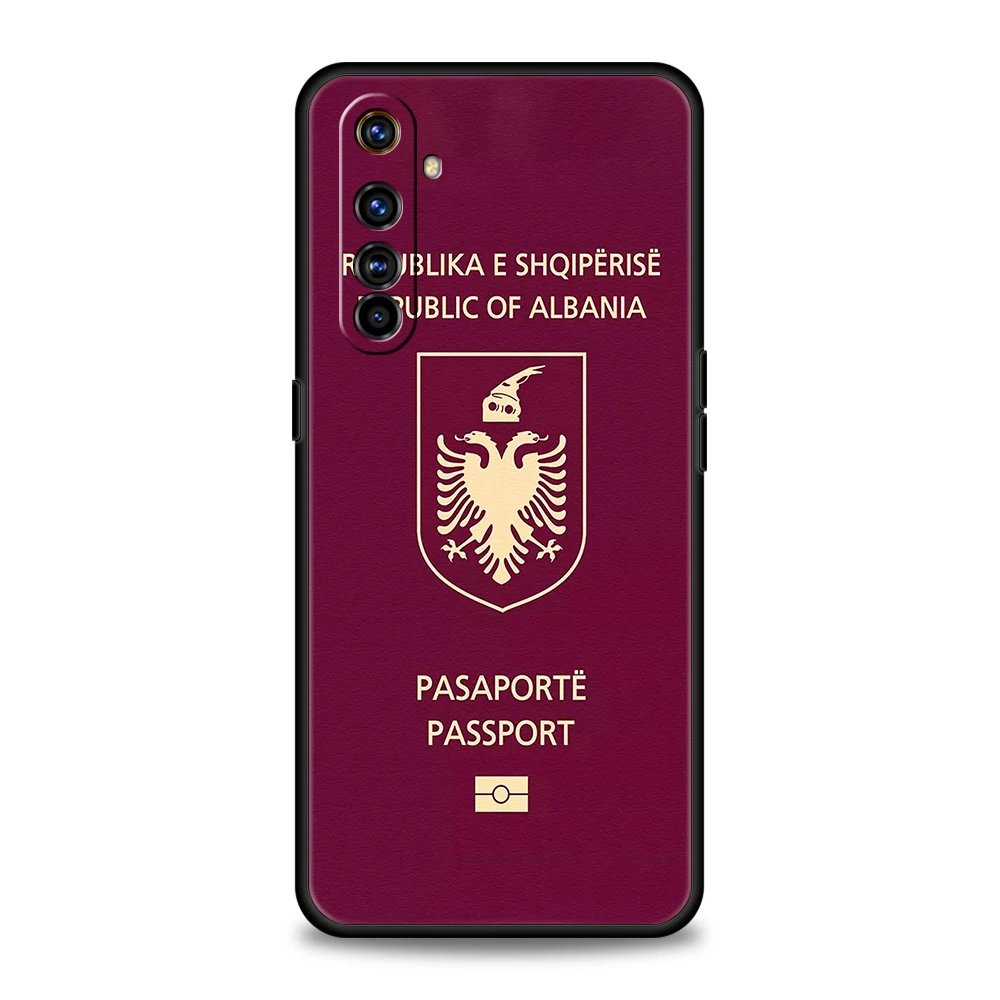 Albania Passport Soft TPU For Realme 10 11 8i 9i 9 Pro Plus GT2 C3 6 7 8 Pro C21 C11 C25 C35 Pro 5G Shockproof Phone Cover Capas