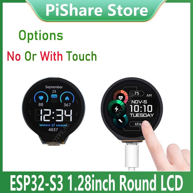 

ESP32-S3 development board 1.28inch Round Touch LCD Display Screen / Accelerometer / Gyroscope Sensors