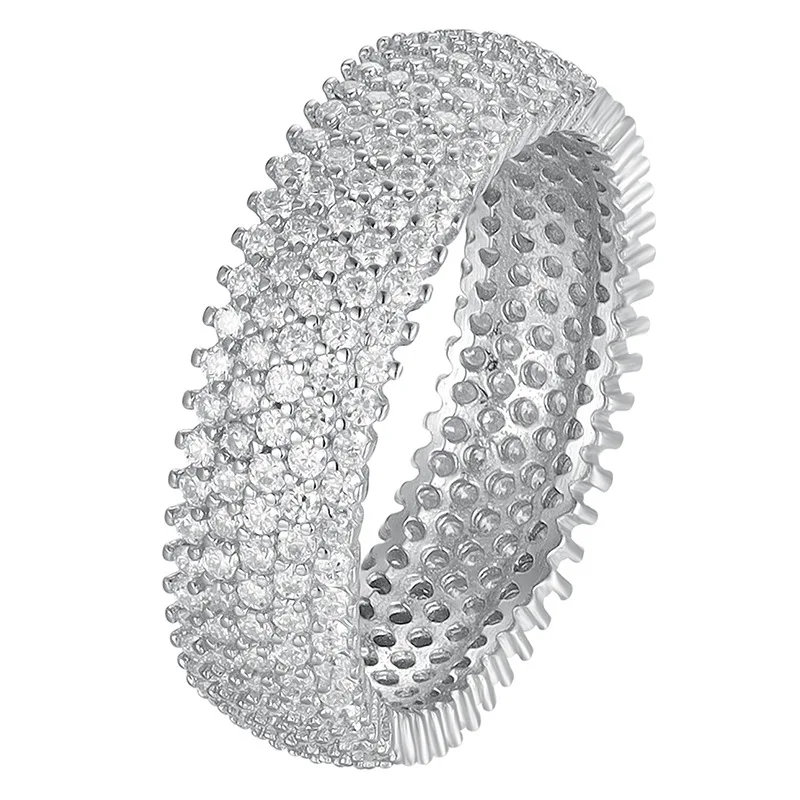 

Certified D-color Moissanite 925 Sterling Silver Tire Ring for Women, Fully Paved Diamonds, High-End Luxury, Fashionable, Person