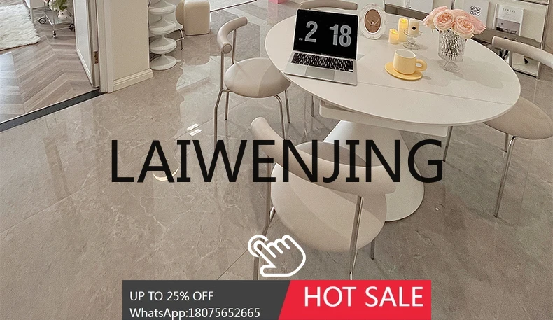 Picture 4: RWJ Cream Style Pure White Matte Stone Plate Dining Table Square round Dual-Use Table