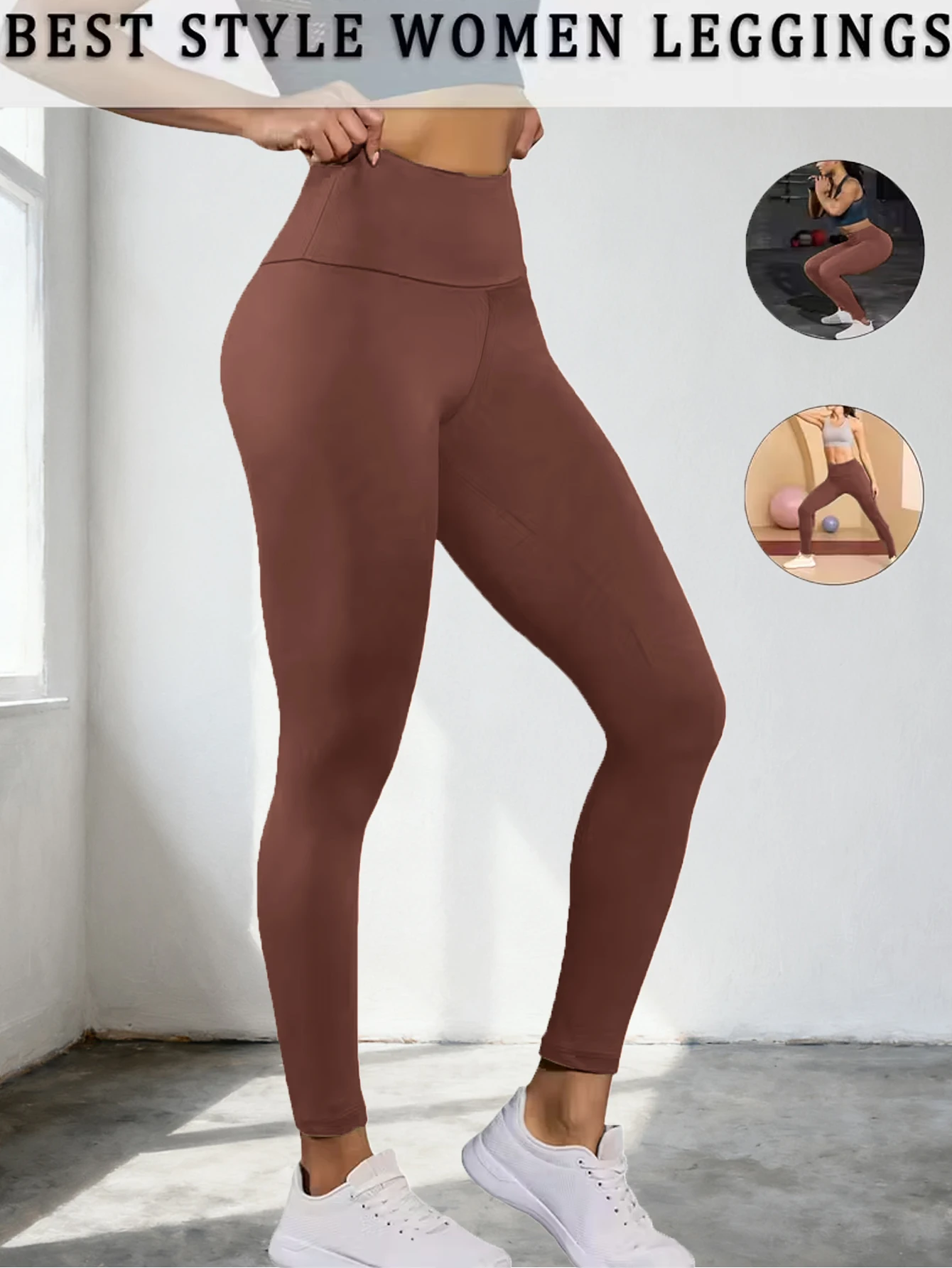 

Женские коричневые леггинсы с высокой талией, поднимающие ягодицы на весну и лето, эластичные спортивные штаны для йоги, облегающие для бега, езды на велосипеде