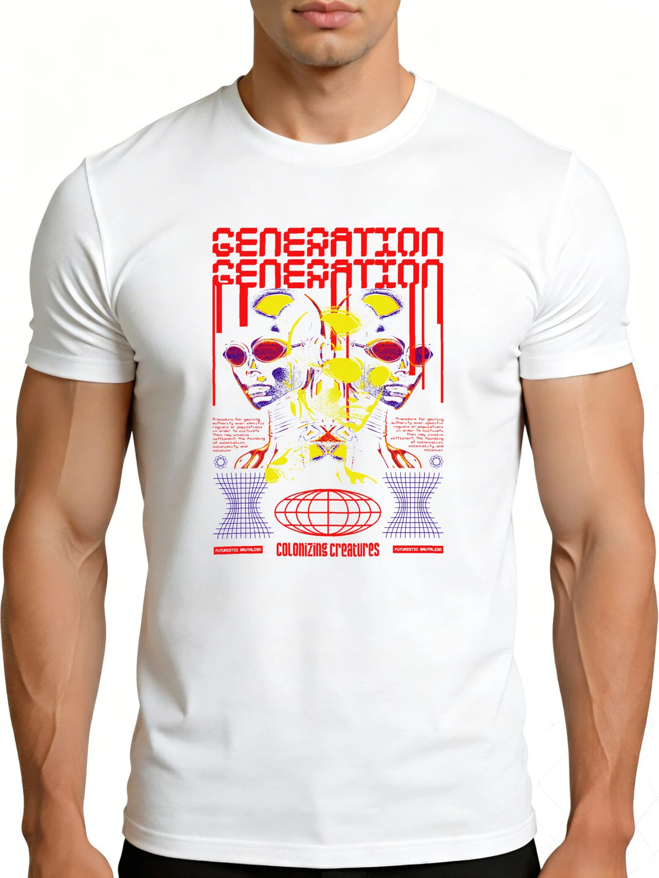 Graphic Design Men's T-Shirt: Create Colonial Creatures, Summer Casual Wear, Gift for Tech Enthusiasts and Art Lovers
