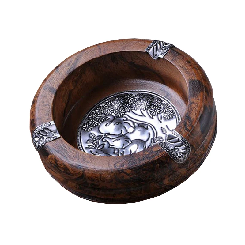 

Crafts special gifts, solid wood carving personalized retro ashtray