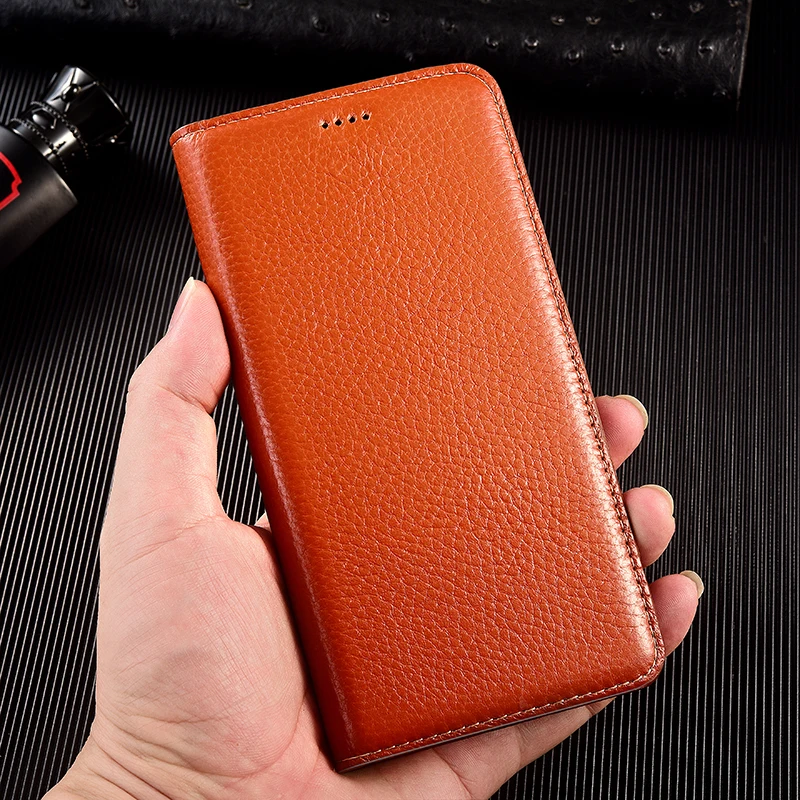 Litchi Grain Genuine Leather Phone Case Suitable ForSamsung Galaxy A52S A21S A13 A23 A33 A53 A73 5G Cases Magnetic Holder Cover