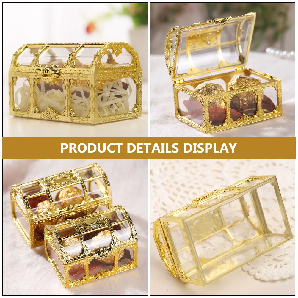 

2Pcs Cute Treasure Chest Shaped Gift Box Portable Plastic Storage Container For Candies Chocolates And Presents