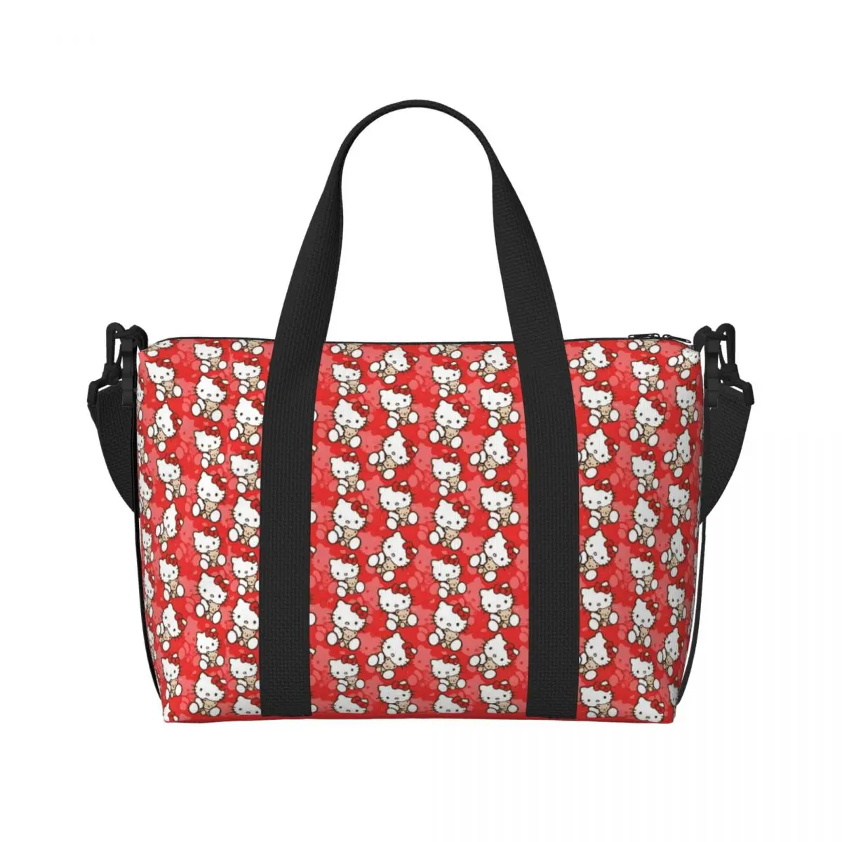 

Custom Hello Kitty Beach Tote Bag Women Cute Cat Big Compartment Gym Beach Travel Bags