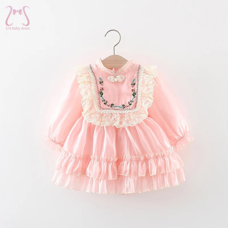 Autumn Winter Baby Girl Court Dresses Long Sleeve Children\'s Clothes Lace European And American Style Kids Costume 0 To 3 Years