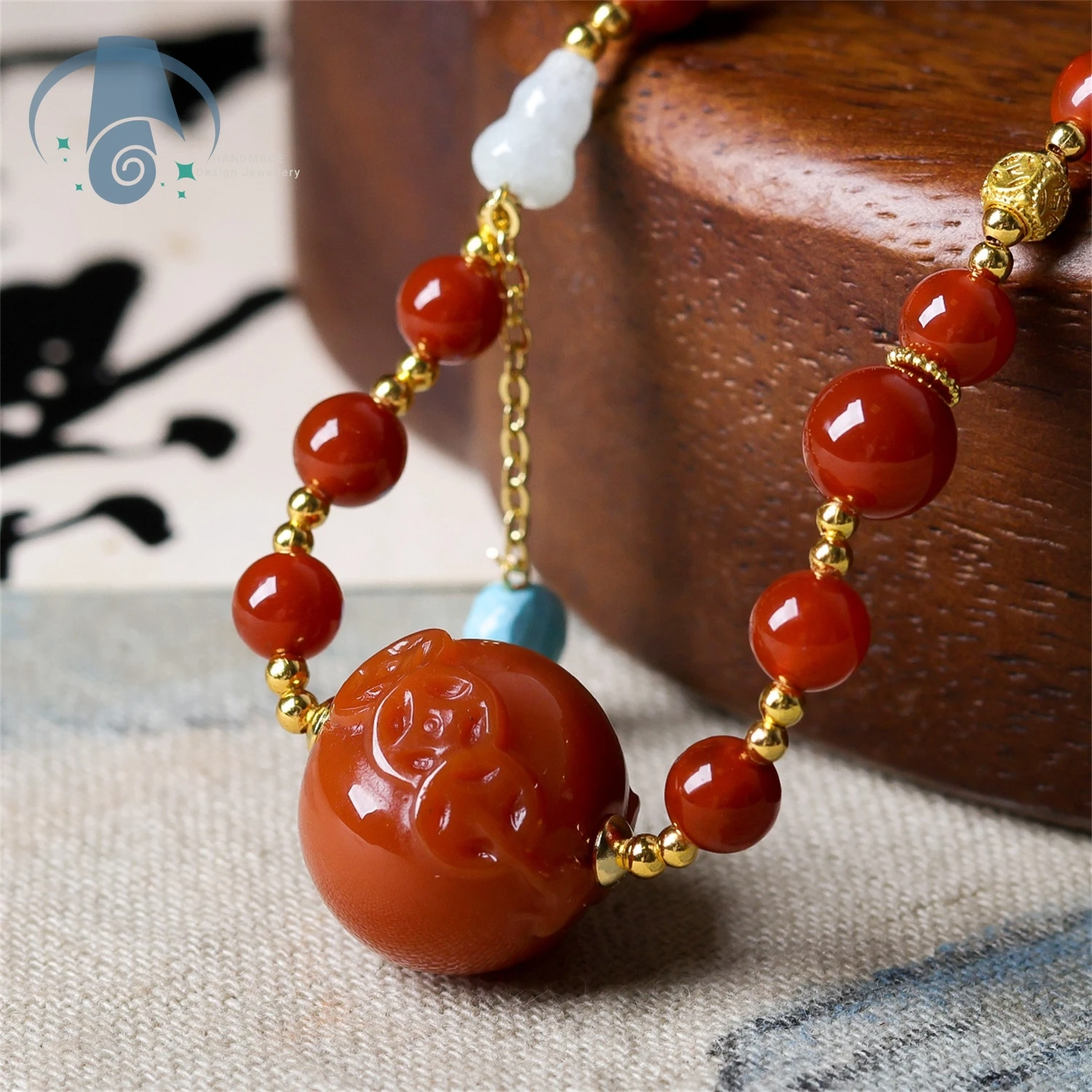 natural-nanhong-agate-jade-gourd-pendant-necklace-with-cinnabar-beads-adjustable-corded-elegant-new-jewelry-gift-for-women-daily