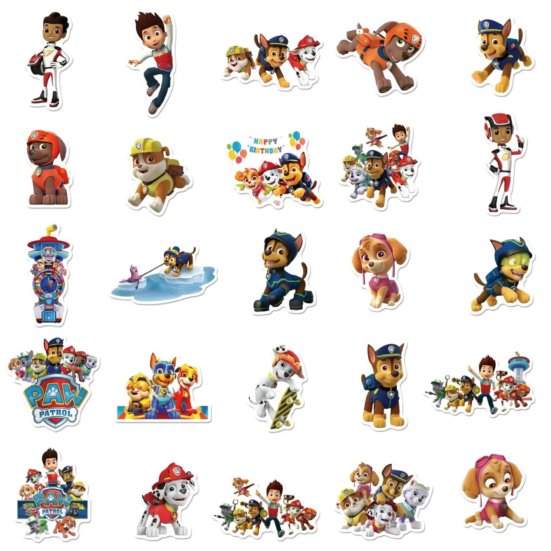 50pcs Paw Patrol Sticker Kids Toy Cartoon Stickers Computer Water Cup Guitar Luggage Without Leaving Glue DIY Waterproof Sticker